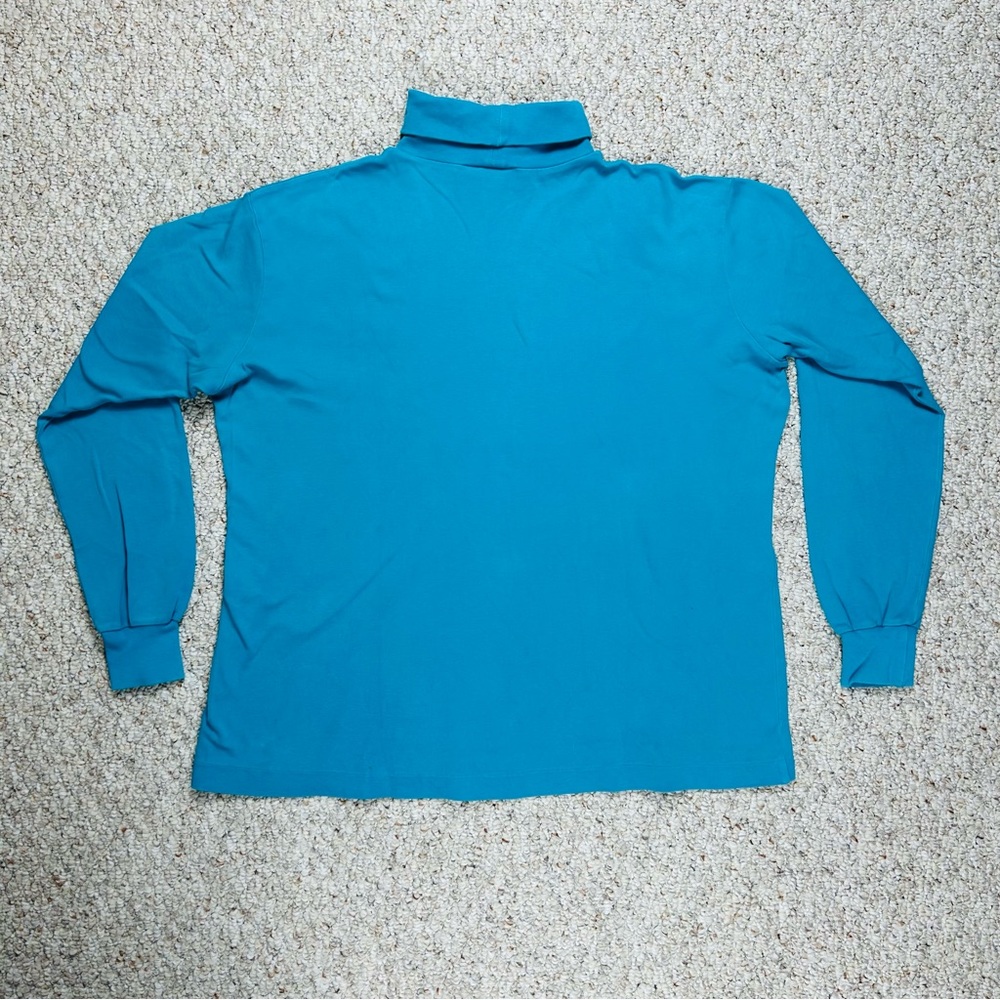 Columbia Vintage Mock Neck Long Sleeve Womens XL Teal Single Stitch 90s Pullover - Picture 7 of 8